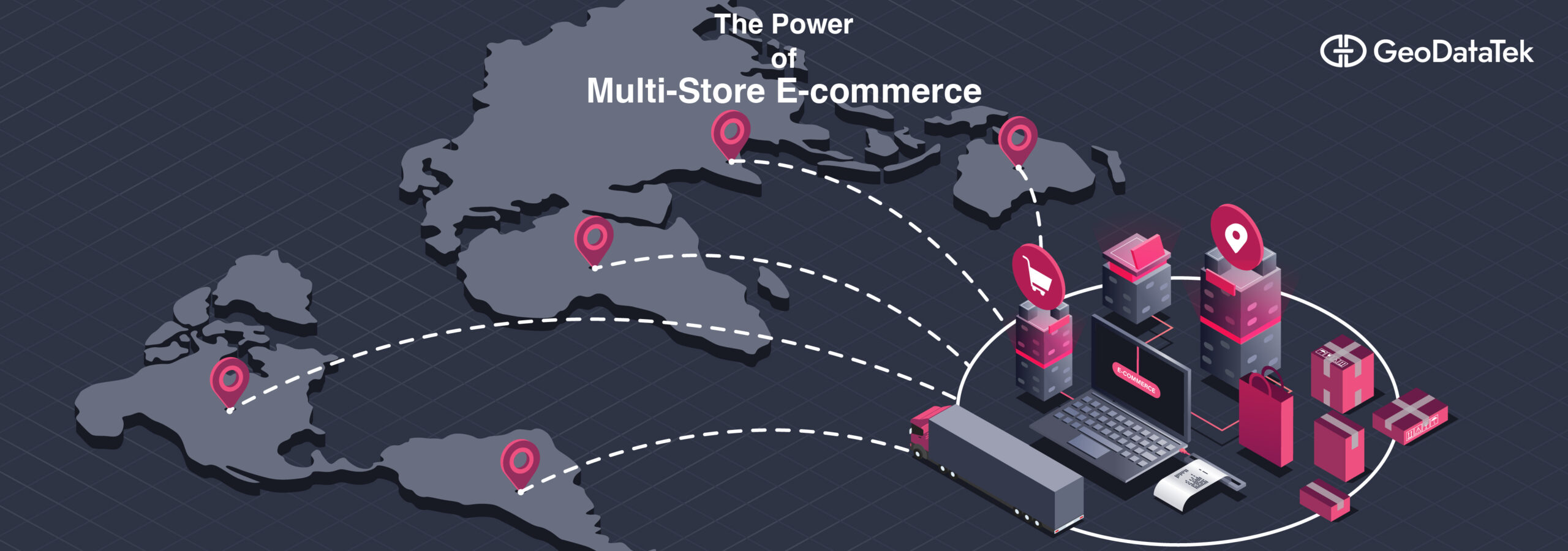 An illustration showcasing the seamless management of multiple online stores using Bigcommerce